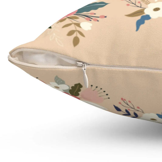 Cord of Three Strands Scripture 14" or 20" Square Pillow Peach Floral Printify