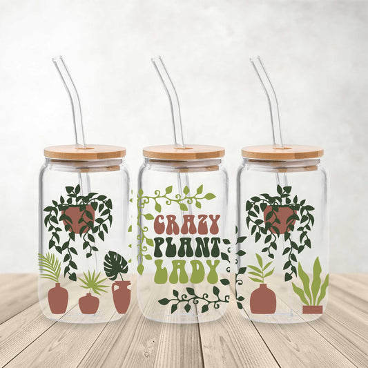 Crazy Plant Lady | Coffee Glass | Iced Coffee Glass | Gardener Gift Amazing Faith Designs