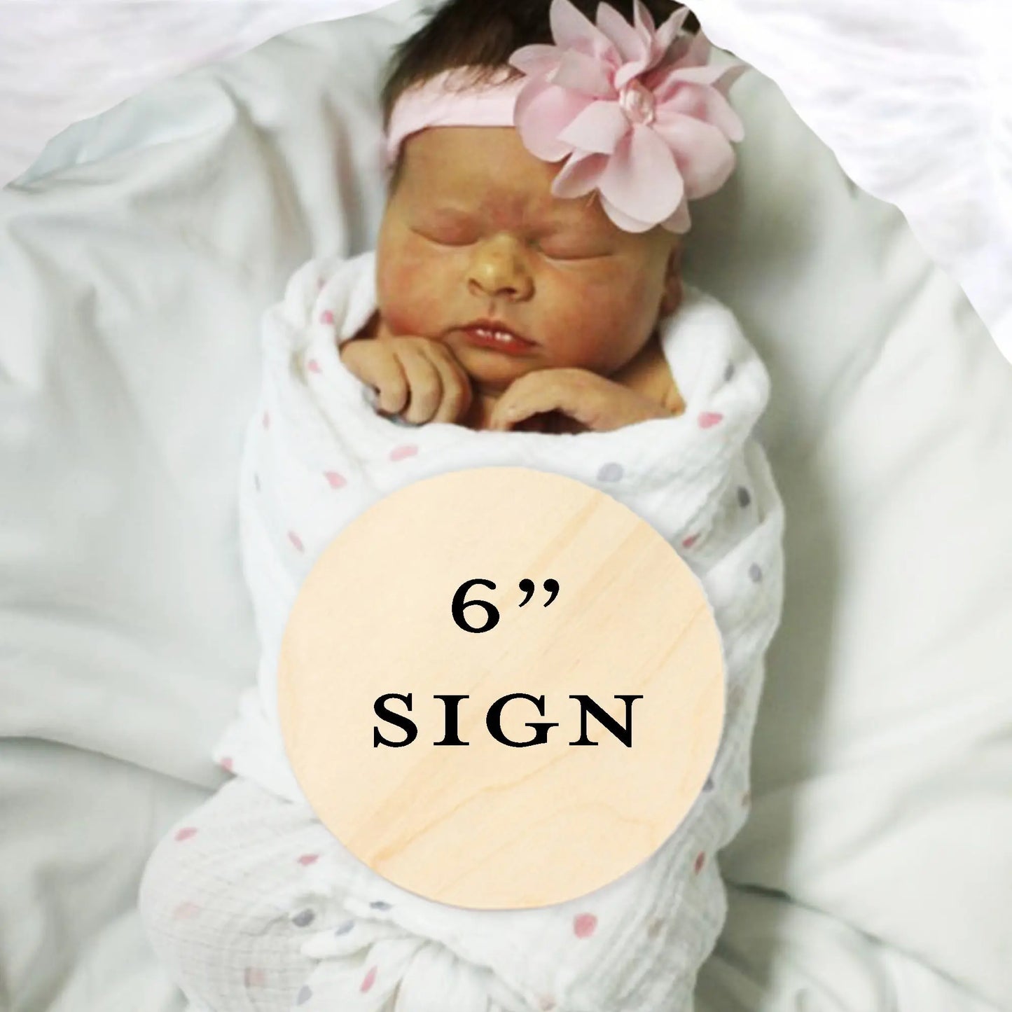Cross Roses Birth Stats Round Wood Baby Name Sign Amazing Faith Designs