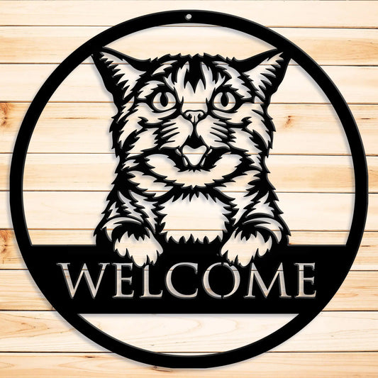 Custom Cat Metal Sign, Kitten Welcome Sign, Personalized Metal Sign - 6 Possible Designs teelaunch