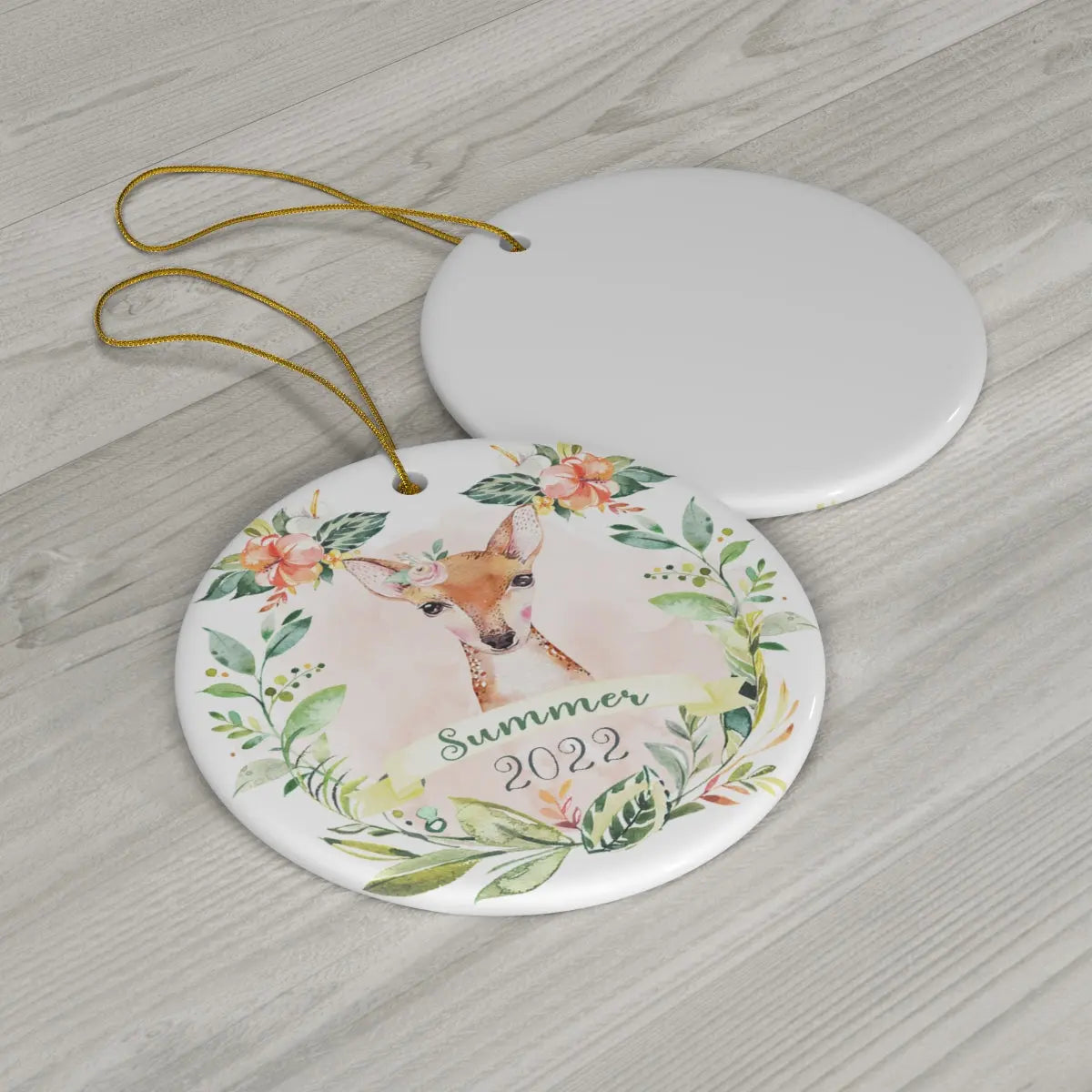 Deer Girls Personalized Ceramic Ornament Printify