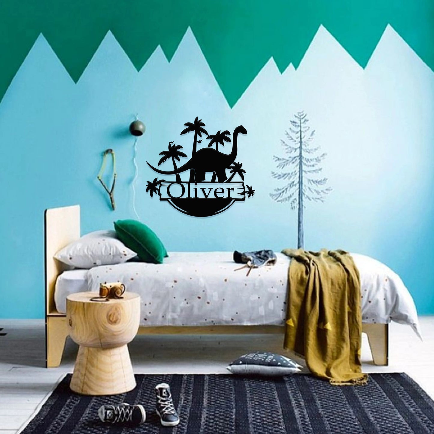 Dinosaur Personalized Metal Sign, Bedroom Wall Art, Nursery Wall Art teelaunch