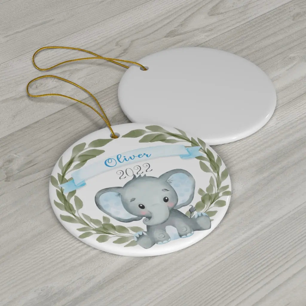 Elephant Boy's Personalized Ceramic Ornament Printify