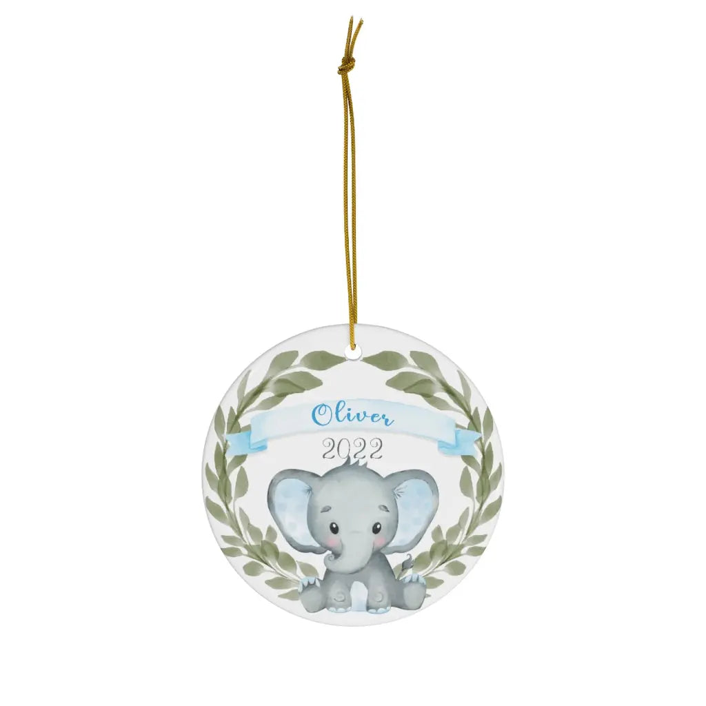 Elephant Boy's Personalized Ceramic Ornament Printify