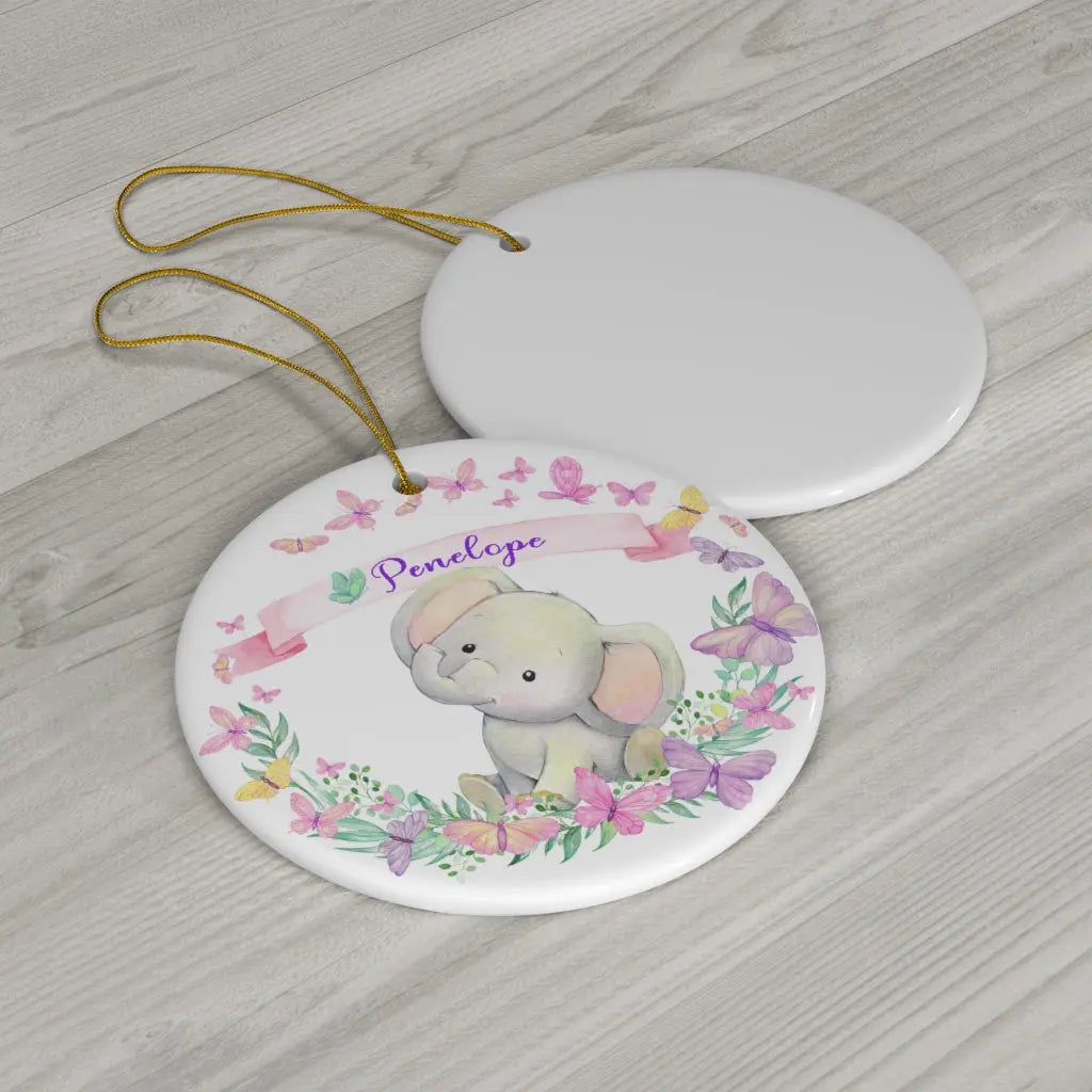 Elephant Girls Personalized Ceramic Ornament Printify