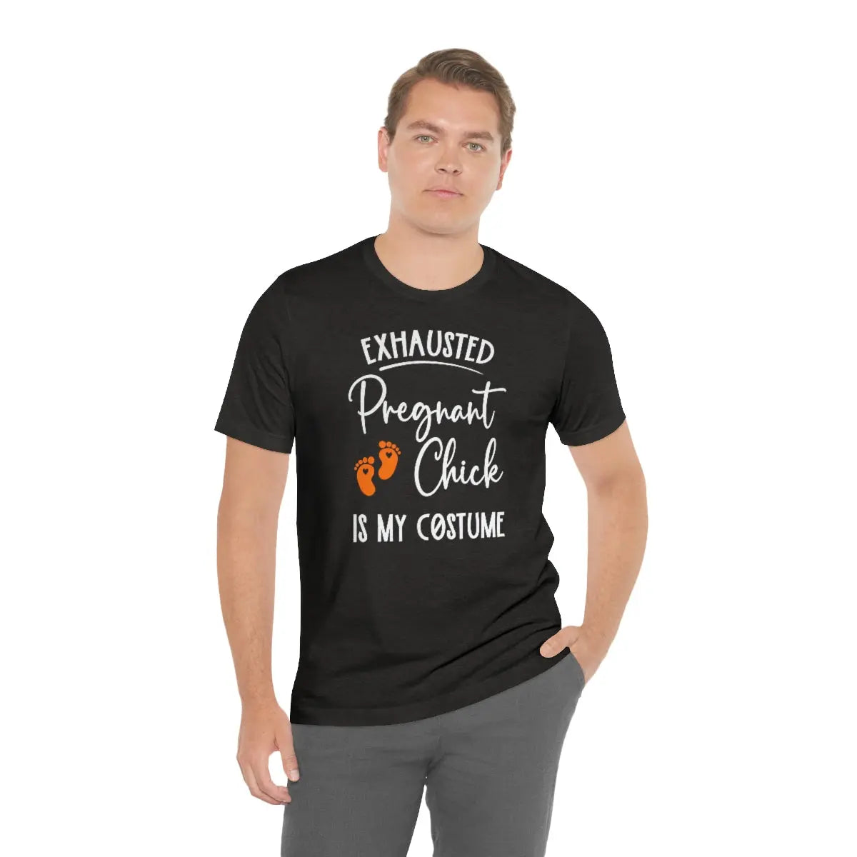 Exhausted Pregnant Chick Costume Tee, Halloween Pregnancy Shirt, Pregnancy Announcement Tee, Cute Maternity Halloween Tee Printify