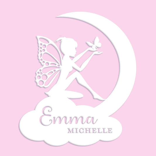 Fairy Girl's Personalized Metal Sign, Nursery Wall Art, Girl's Bedroom Wall Art teelaunch