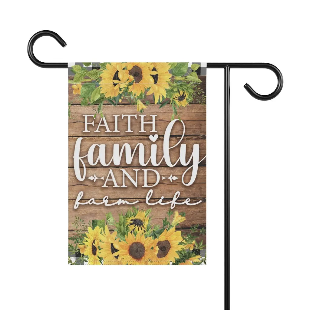 Faith Family Farm Life Rustic Farmhouse Garden Flag Printify