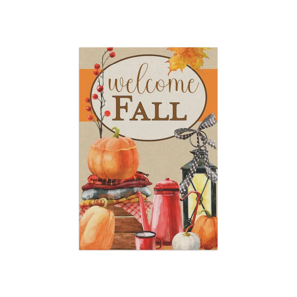 Fall Garden Flag, Pumpkin Flag, Welcome Fall, Welcome Yard Flag, Housewarming Gift, Pumpkin Patch Sign, Outdoor Decor, Farmhouse Decor Printify