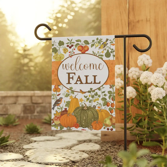 Fall Garden Flag, Pumpkin Flag, Welcome Fall, Welcome Yard Flag, Housewarming Gift, Pumpkin Patch Sign, Outdoor Decor, Farmhouse Decor Printify