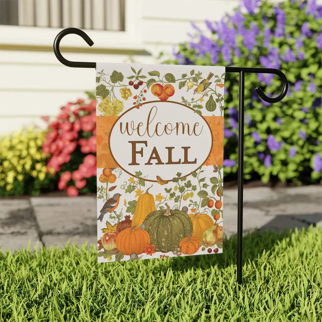 Fall Garden Flag, Pumpkin Flag, Welcome Fall, Welcome Yard Flag, Housewarming Gift, Pumpkin Patch Sign, Outdoor Decor, Farmhouse Decor Printify