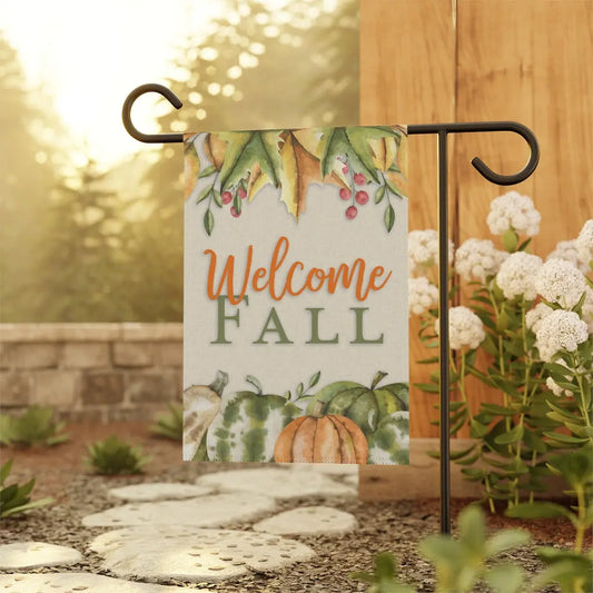 Fall Garden Flag, Pumpkin Flag, Welcome Fall, Welcome Yard Flag, Housewarming Gift, Pumpkin Patch Sign, Outdoor Decor, Farmhouse Decor Printify