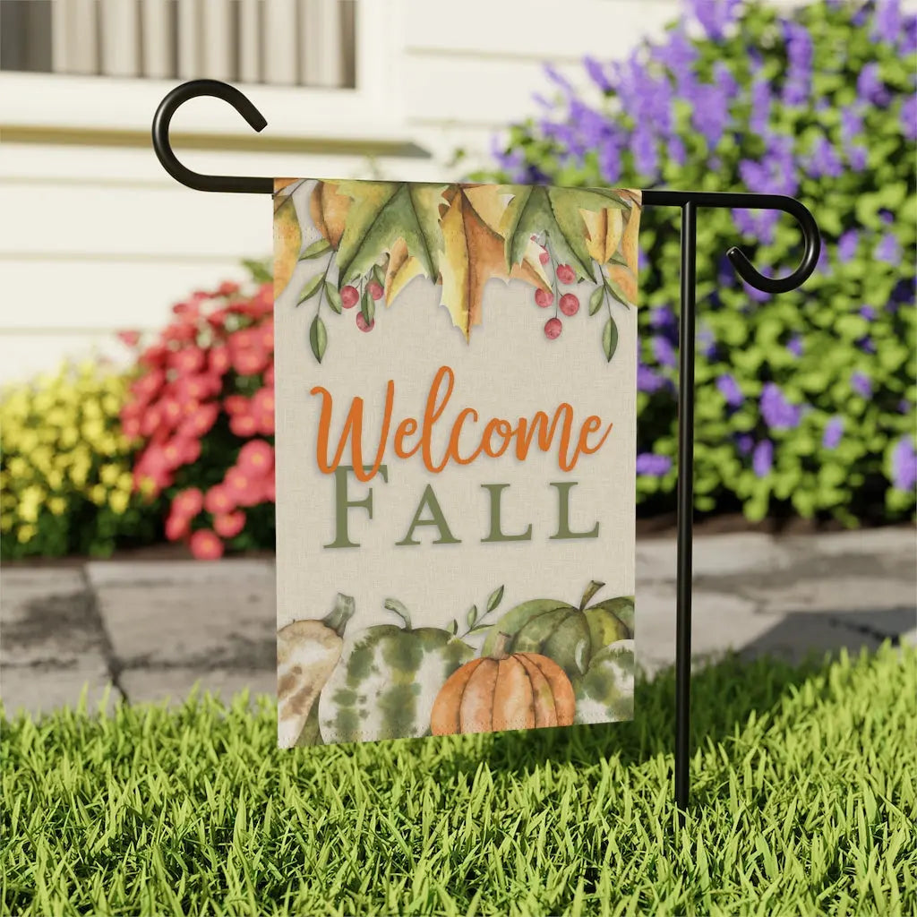 Fall Garden Flag, Pumpkin Flag, Welcome Fall, Welcome Yard Flag, Housewarming Gift, Pumpkin Patch Sign, Outdoor Decor, Farmhouse Decor Printify