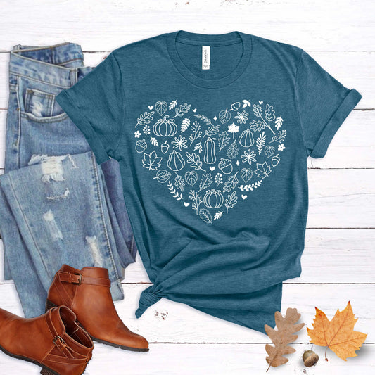 Fall Heart Pumpkin Tee Printify