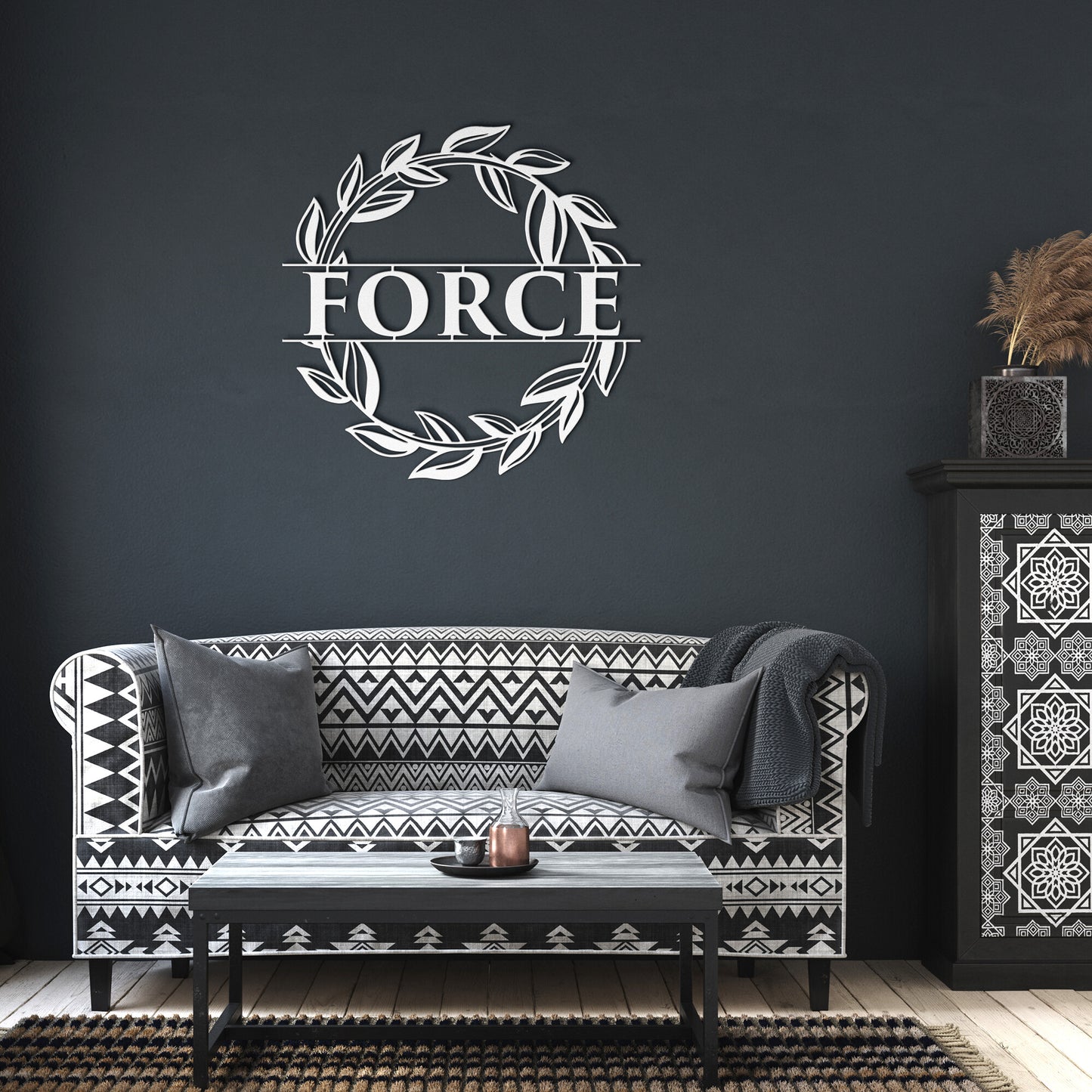 Family Name Metal Sign, Wreath Metal Sign, Monogram Metal Sign, Custom Family Metal Sign - Amazing Faith Designs