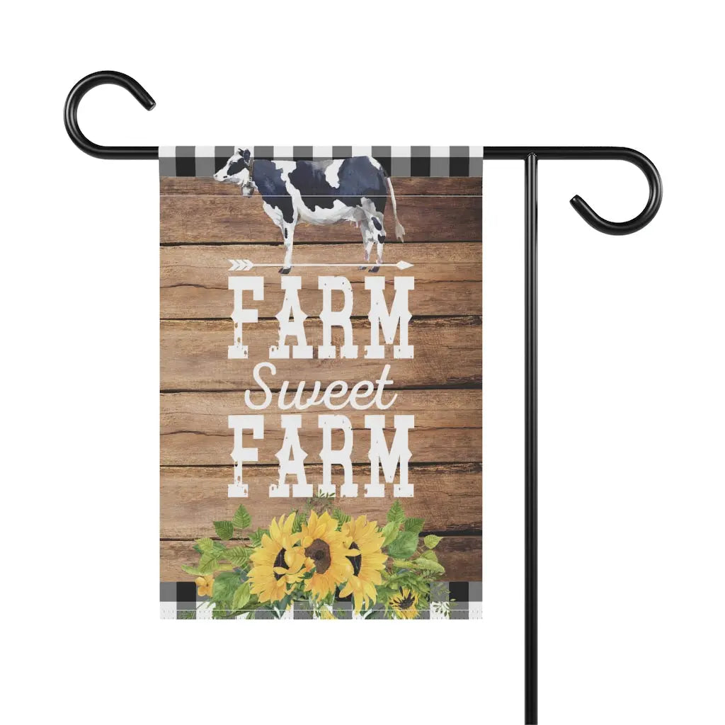 Farm Sweet Farm Cow Garden Flag Printify