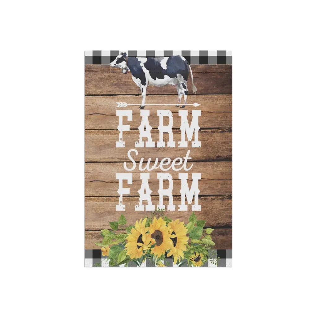 Farm Sweet Farm Cow Garden Flag Printify