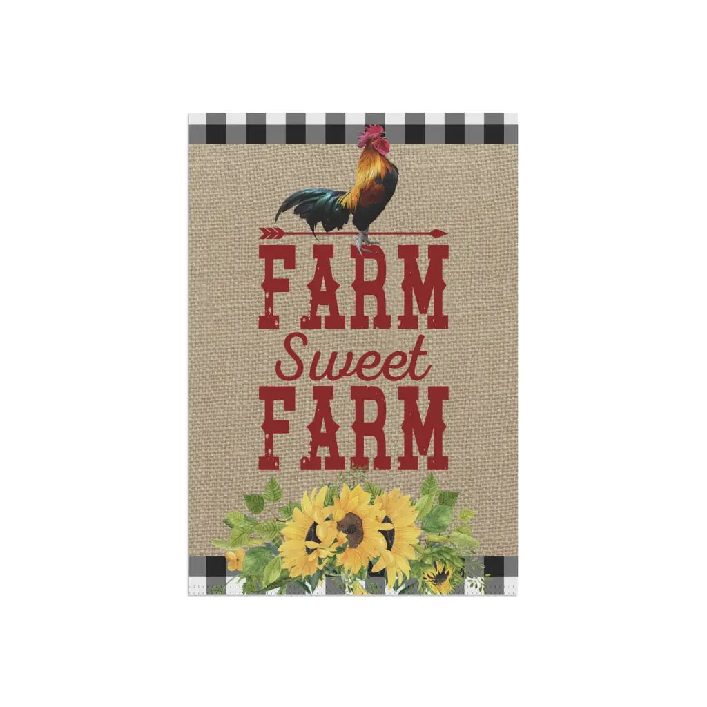 Farm Sweet Farm Rooster Garden Flag Printify