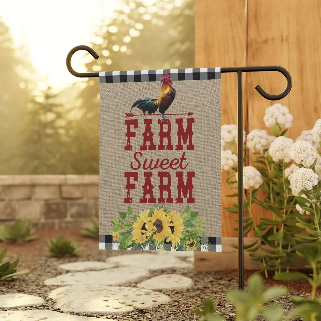 Farm Sweet Farm Rooster Garden Flag Printify