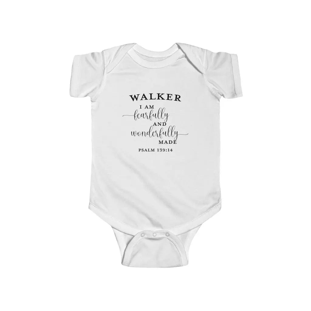 Fearfully and Wonderfully Made Psalm 139 Scripture Name Infant Child Onesie | Baptism Gift | Personalized Printify