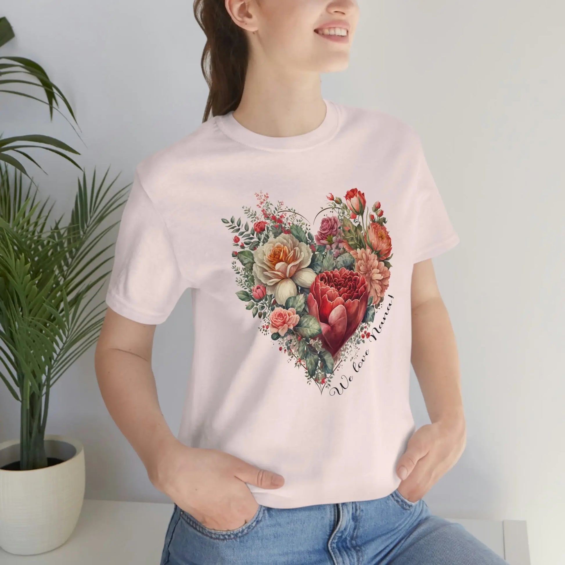 Flower Heart for Nana Short Sleeve Tee | Grandma, Grammy, Mimi, Gigi, Oma Printify