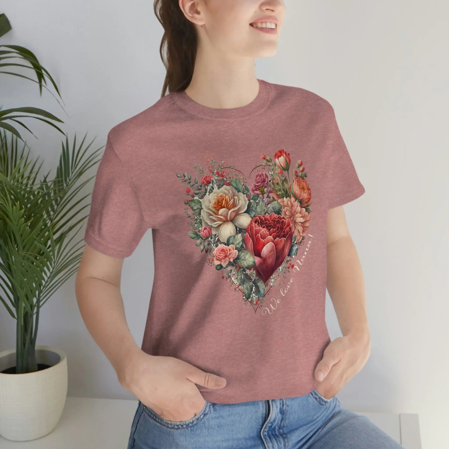 Flower Heart for Nana Short Sleeve Tee | Grandma, Grammy, Mimi, Gigi, Oma Printify