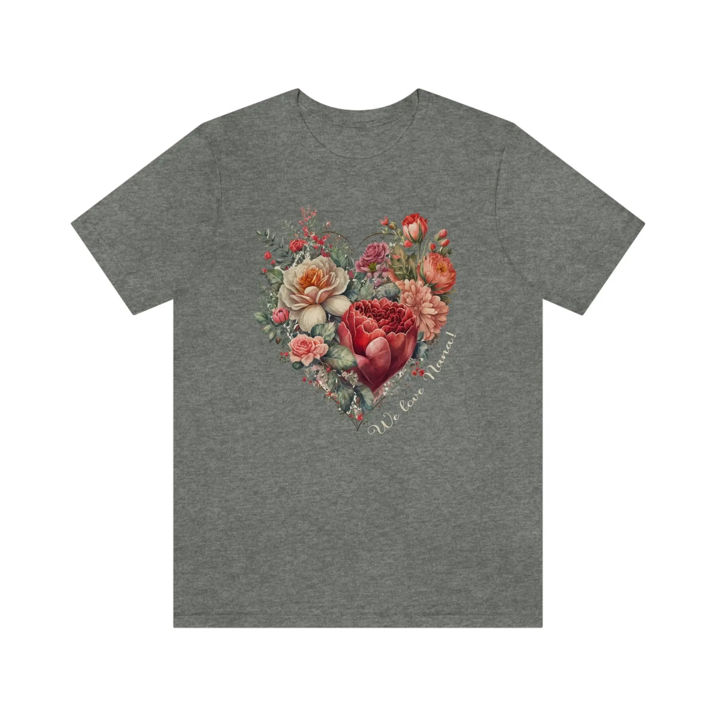 Flower Heart for Nana Short Sleeve Tee | Grandma, Grammy, Mimi, Gigi, Oma Printify