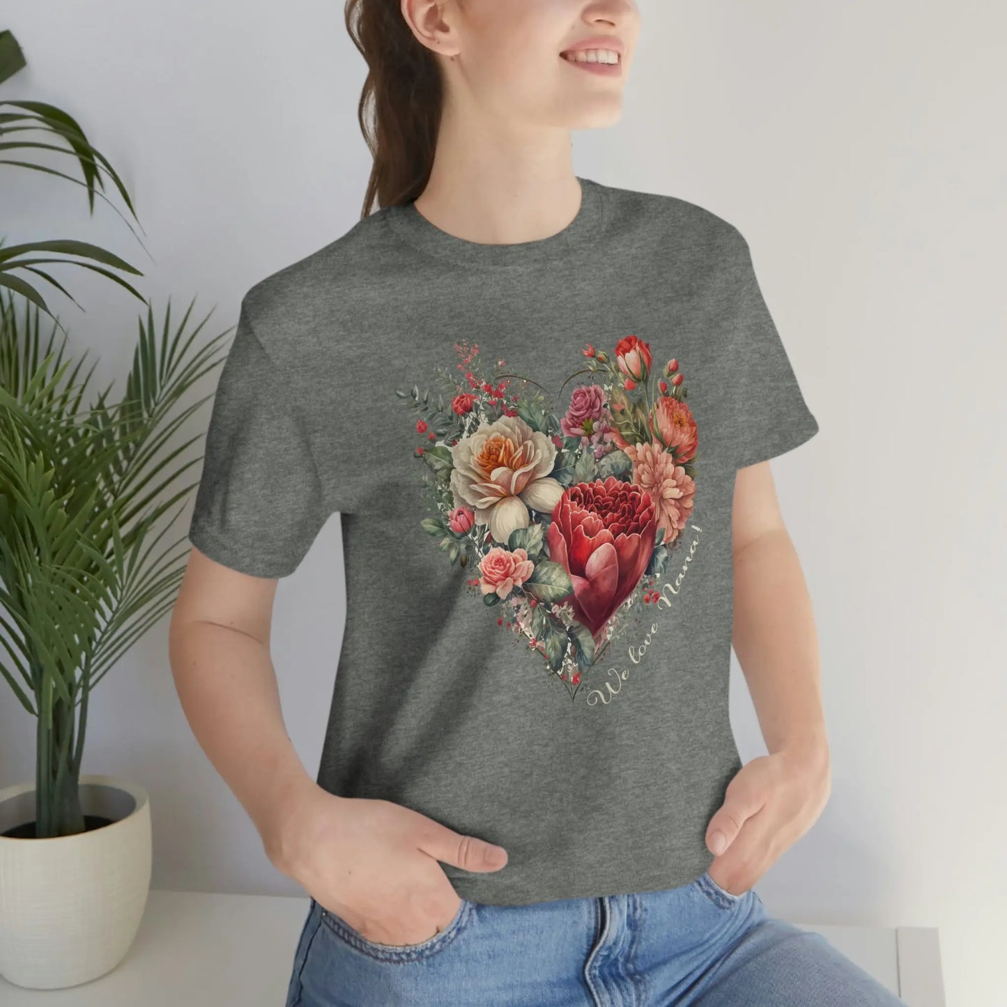 Flower Heart for Nana Short Sleeve Tee | Grandma, Grammy, Mimi, Gigi, Oma Printify