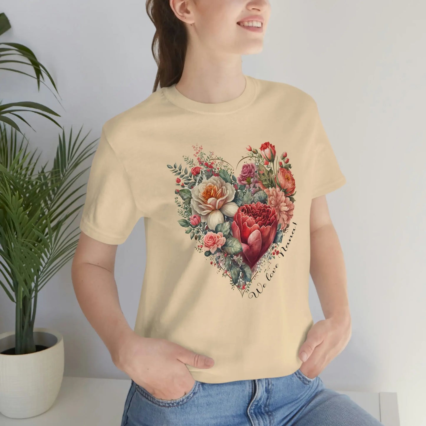 Flower Heart for Nana Short Sleeve Tee | Grandma, Grammy, Mimi, Gigi, Oma Printify