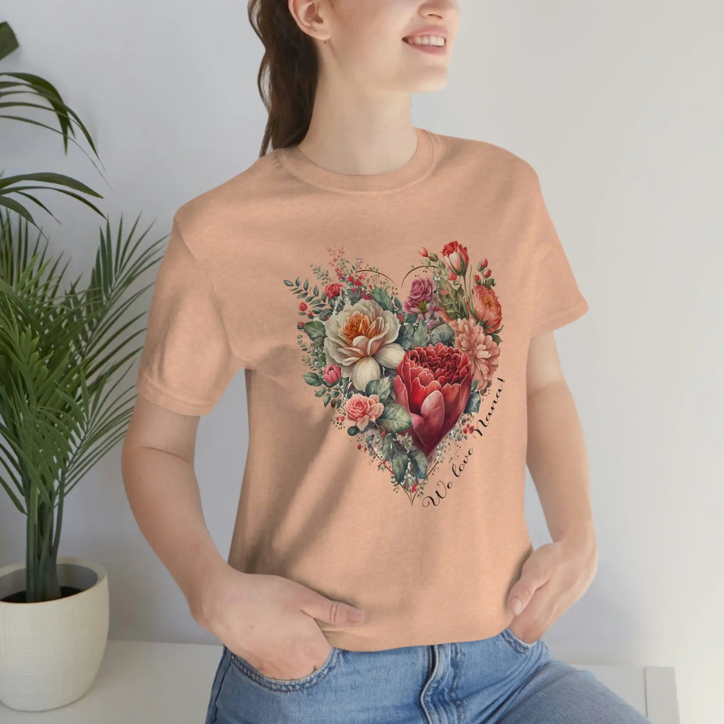 Flower Heart for Nana Short Sleeve Tee | Grandma, Grammy, Mimi, Gigi, Oma Printify