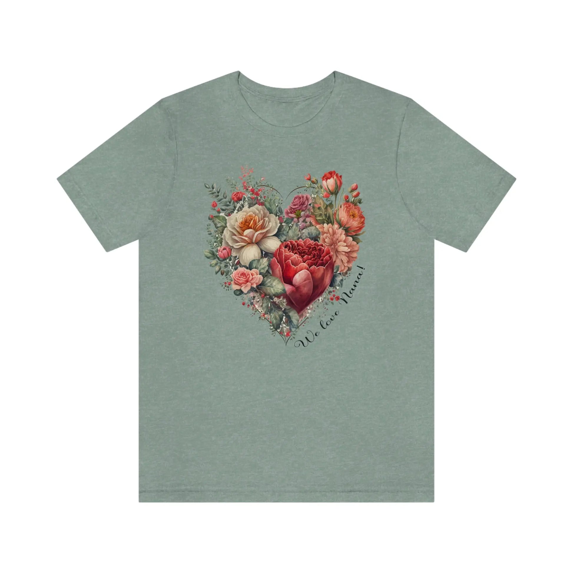 Flower Heart for Nana Short Sleeve Tee | Grandma, Grammy, Mimi, Gigi, Oma Printify