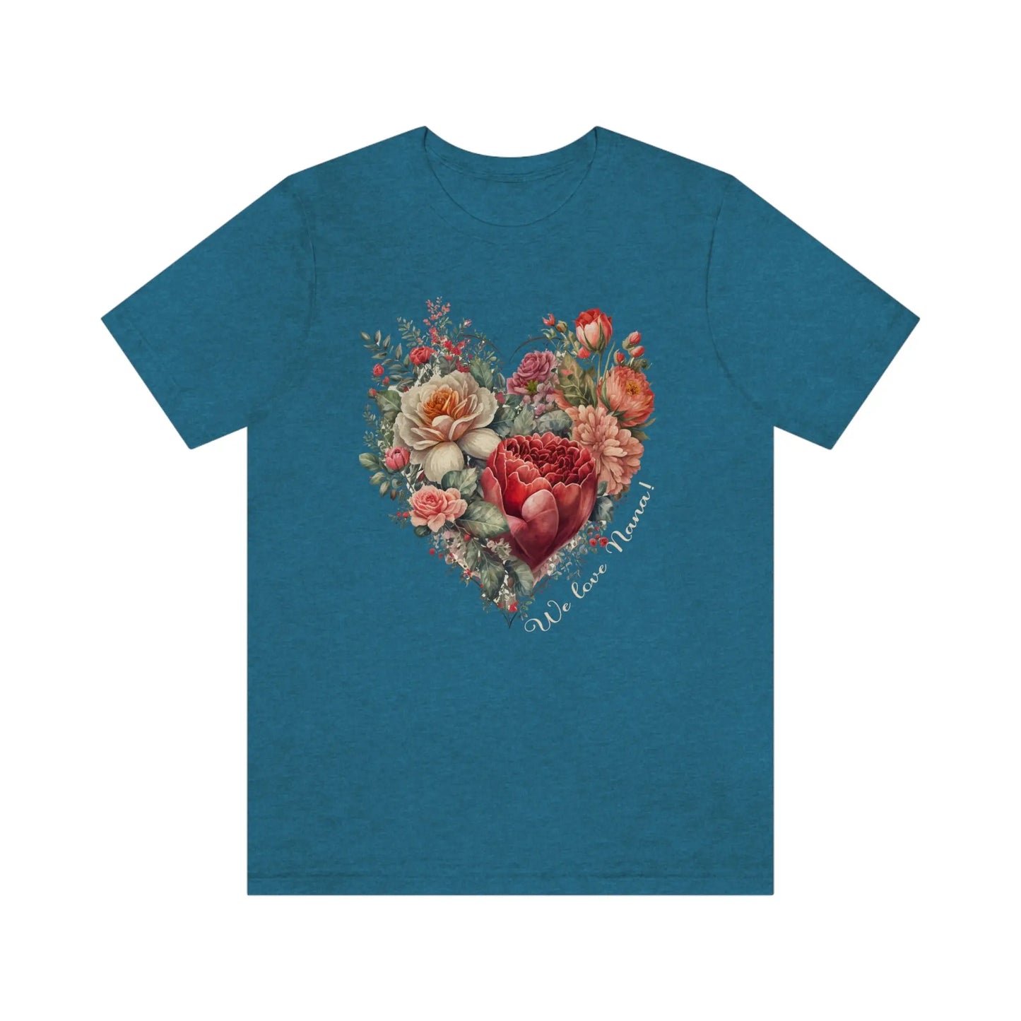 Flower Heart for Nana Short Sleeve Tee | Grandma, Grammy, Mimi, Gigi, Oma Printify