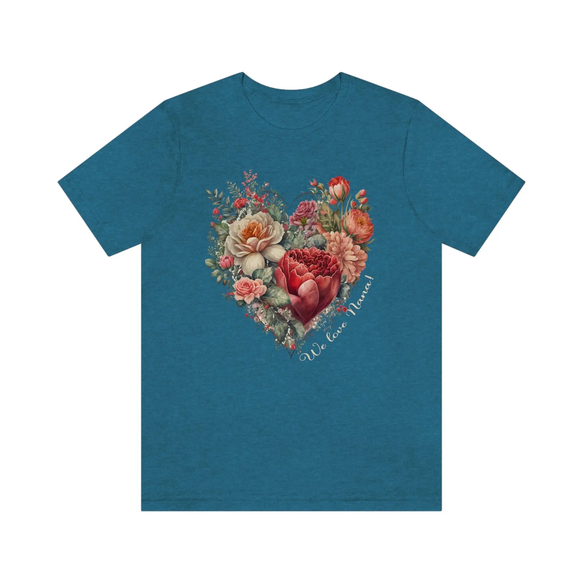 Flower Heart for Nana Short Sleeve Tee | Grandma, Grammy, Mimi, Gigi, Oma Printify