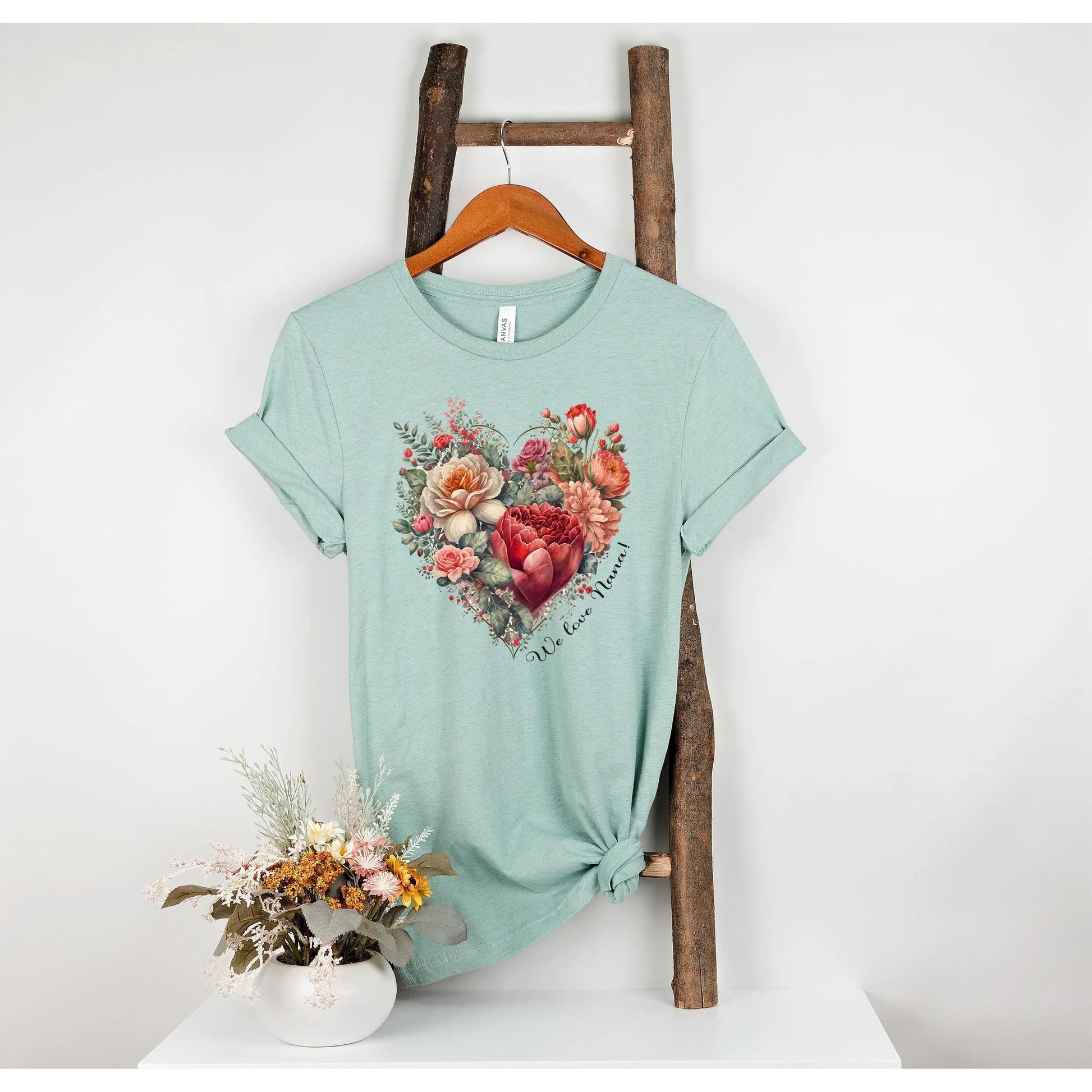 Flower Heart for Nana Short Sleeve Tee | Grandma, Grammy, Mimi, Gigi, Oma Printify