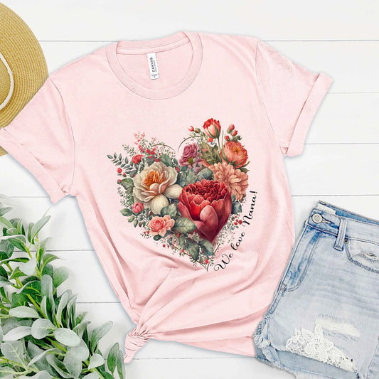 Flower Heart for Nana Short Sleeve Tee | Grandma, Grammy, Mimi, Gigi, Oma Printify