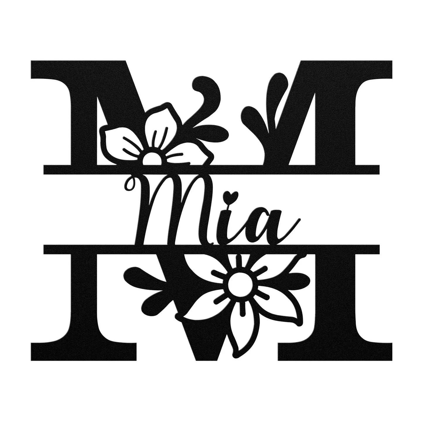 Flower Monogram Name Metal Sign, Nursery Custom Name Wall Art teelaunch