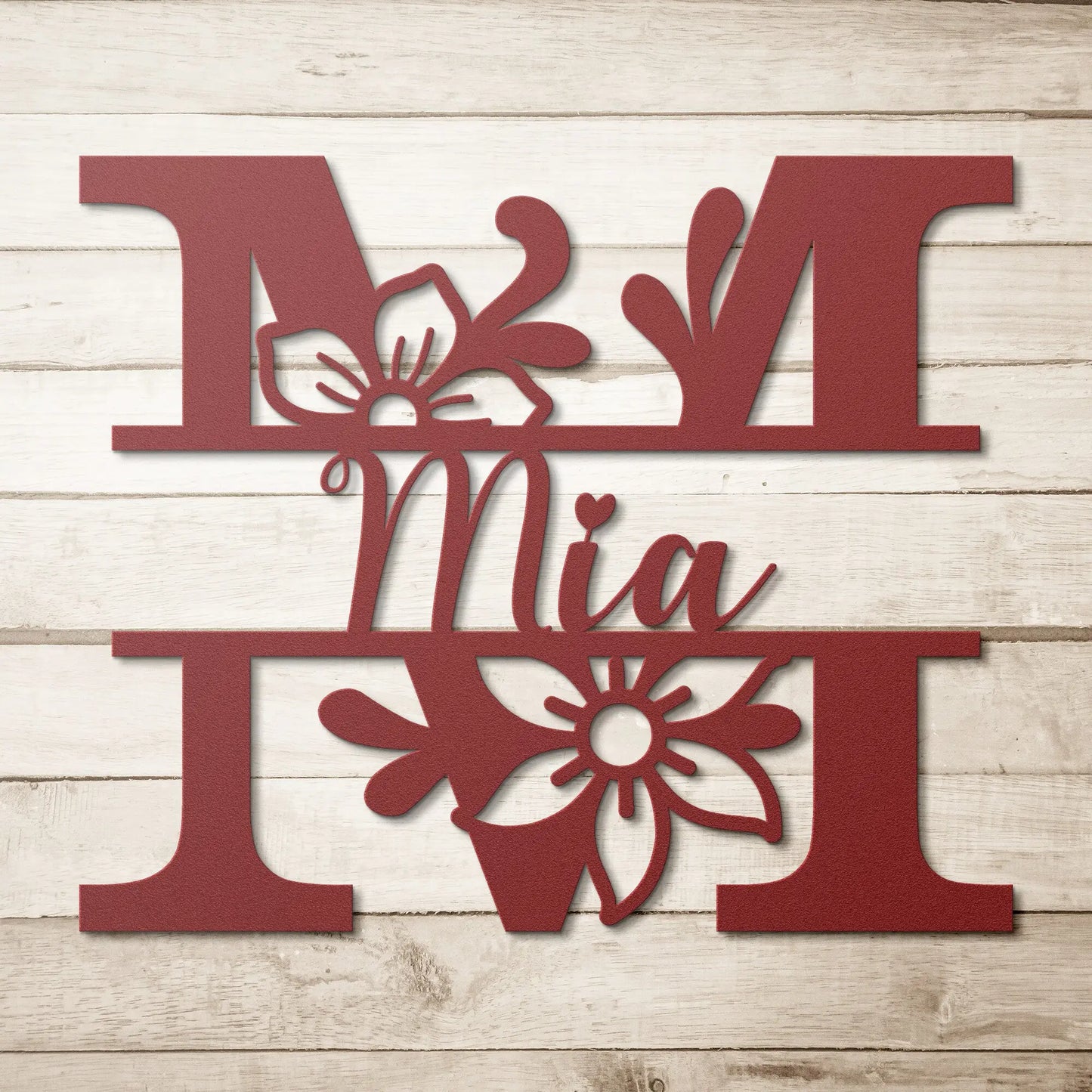 Flower Monogram Name Metal Sign, Nursery Custom Name Wall Art teelaunch