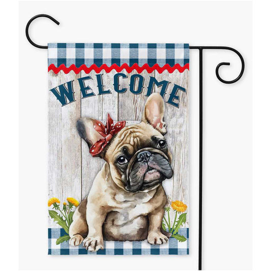 French Bull Dog Welcome Garden Flag Amazing Faith Designs