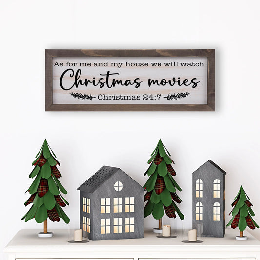 Funny Christmas Movies Rustic Whitewashed Wood Frame Sign | 5.5" x 15" Farmhouse Decor | Christmas Wood Decor amazingfaithdesigns