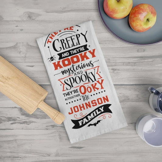 Funny Halloween Tea Towel, Fall Kitchen Towel, October, Halloween, Pumpkin Dish Towel, Cute Autumn Kitchen Towel, The Addams Family Printify