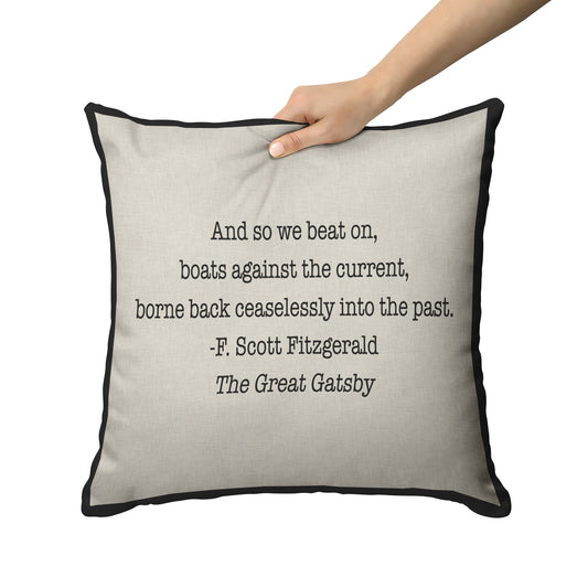 Gatsby Quote Literary Pillow, F. Scott Fitzgerald, The Great Gatsby Pillow - Amazing Faith Designs