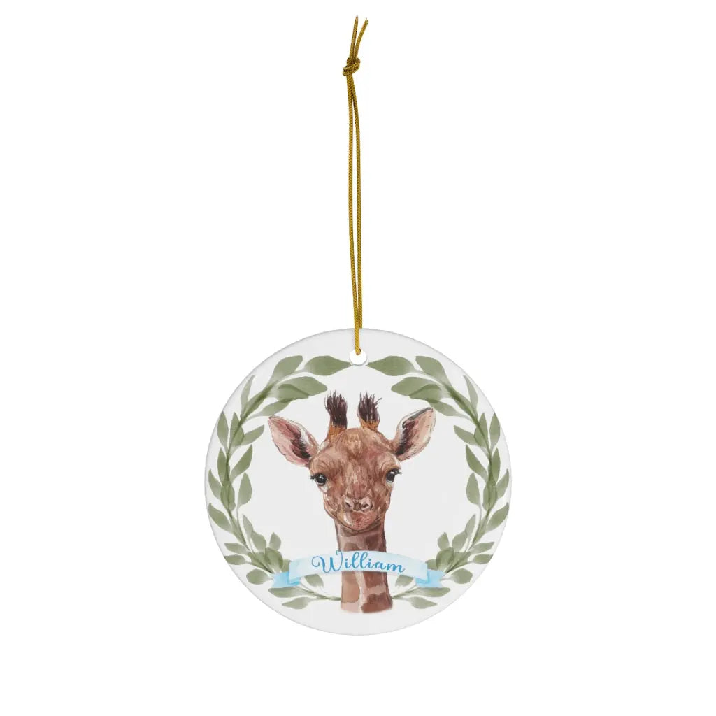 Giraffe Boy's Personalized Christmas Ornament Printify