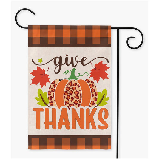 Give Thanks Fall Garden Yard Flag, Thanksgiving Yard Flag Amazing Faith Designs