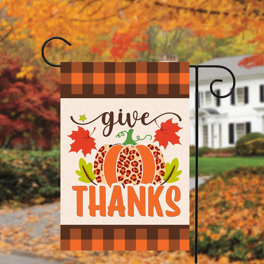Give Thanks Fall Garden Yard Flag, Thanksgiving Yard Flag Amazing Faith Designs