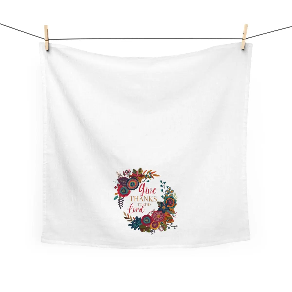 Give Thanks Tea Towel, Fall Kitchen Towel, Farmhouse, Thanksgiving, Floral Dish Towel, Cute Autumn Kitchen Towel Printify