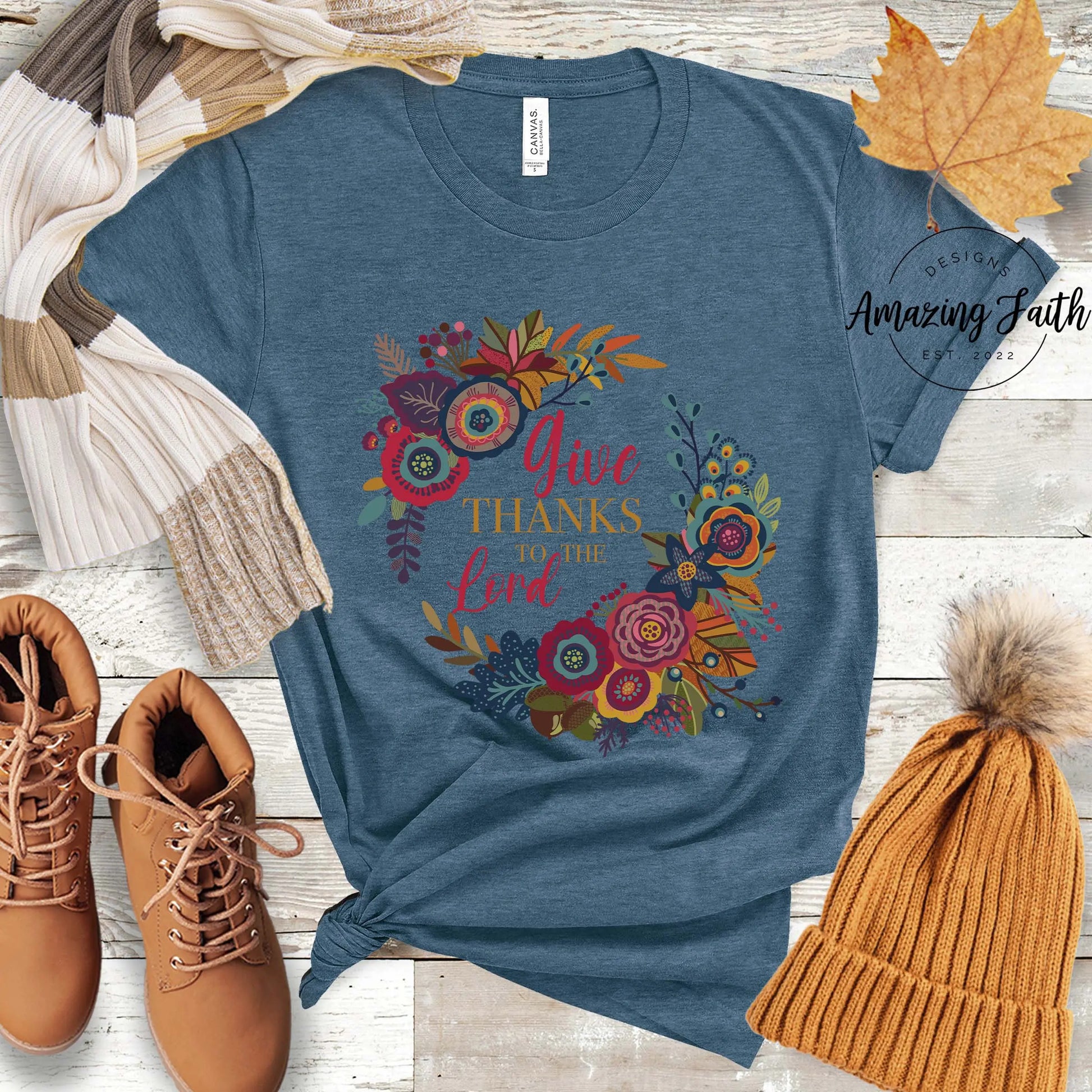Give Thanks to the Lord T-shirt, Thanksgiving Tee Amazing Faith Designs