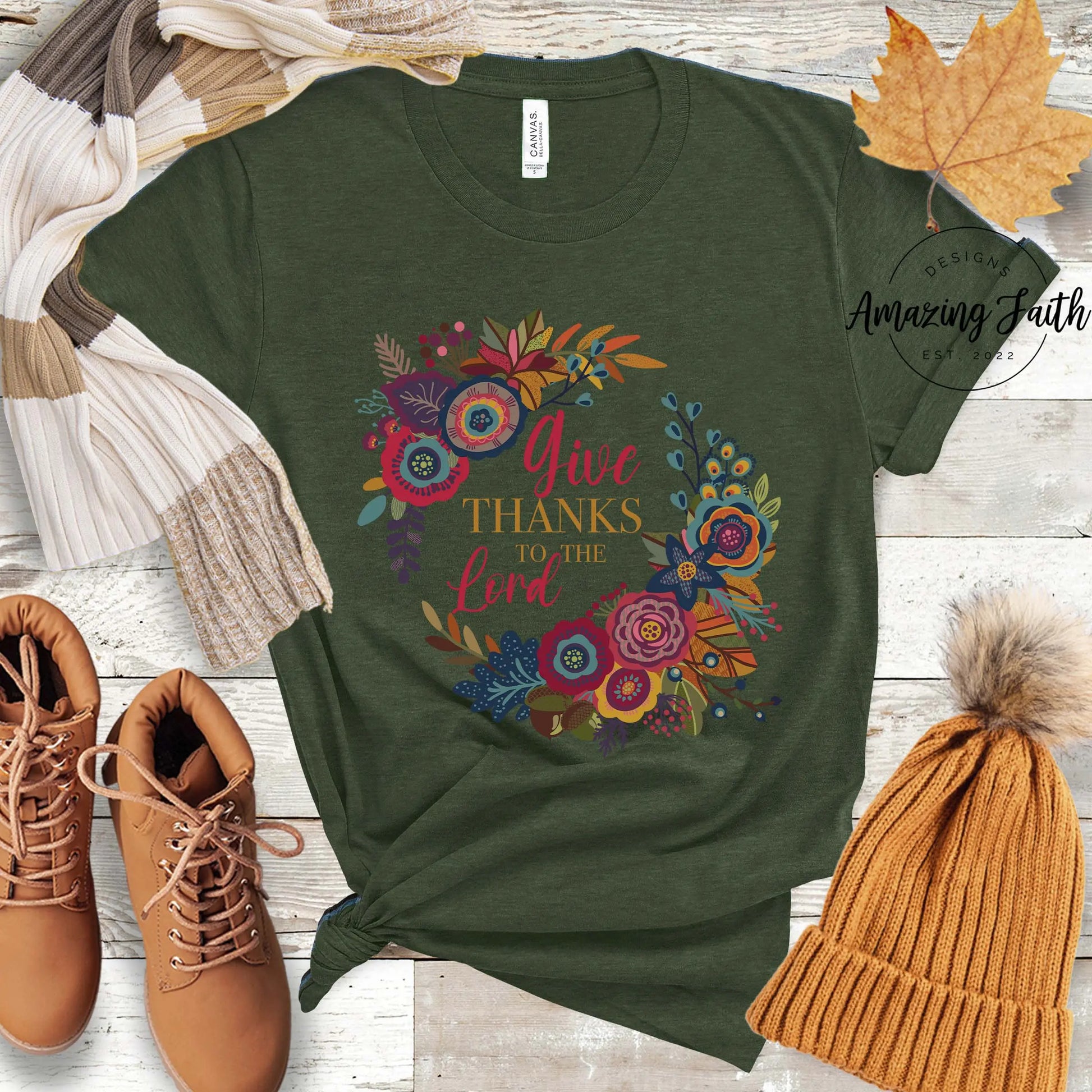 Give Thanks to the Lord T-shirt, Thanksgiving Tee Amazing Faith Designs