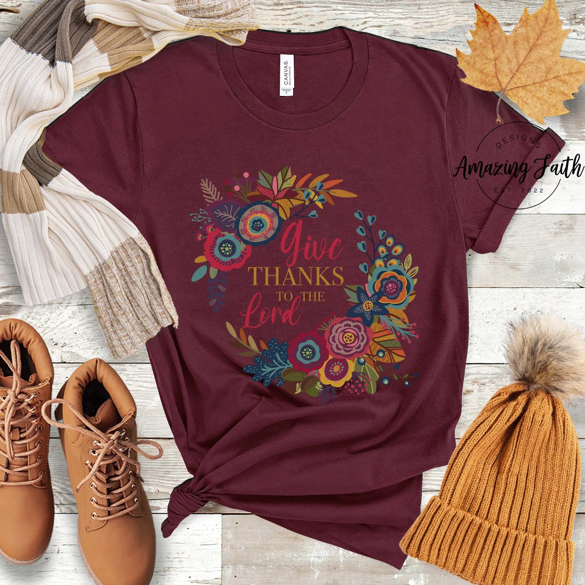 Give Thanks to the Lord T-shirt, Thanksgiving Tee Amazing Faith Designs