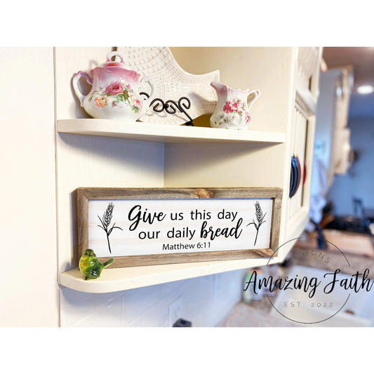 Give Us Daily Bread Prayer Whitewashed Rustic Farmhouse Wood Decor amazingfaithdesigns