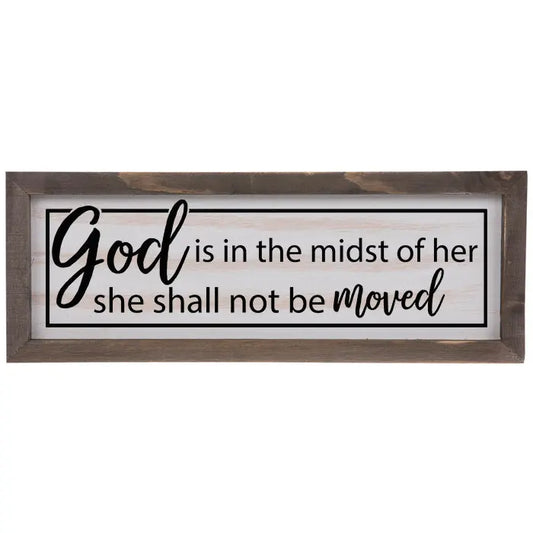 God is in the Midst of Her She Shall Not Be Moved Rustic Whitewash Wood Frame Sign | 5.5" x 15" Farmhouse Decor | Teen Girl, Daughter, Dorm Sign amazingfaithdesigns